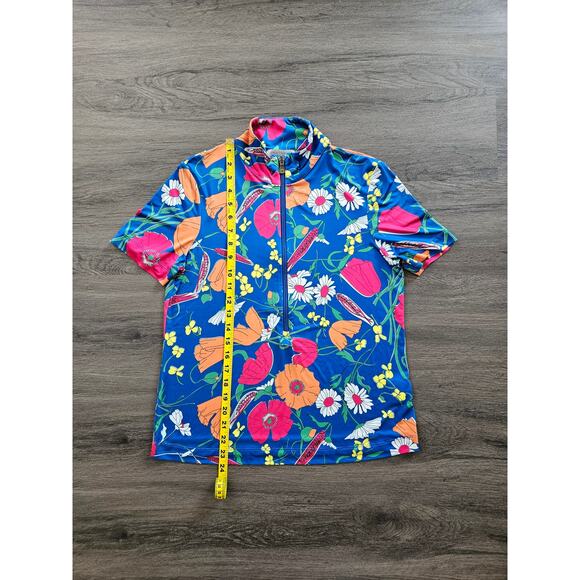 Anatomie Blue Quarter Zip Belle Vizcaya Floral Travel Top Size Medium - Picture 13 of 14